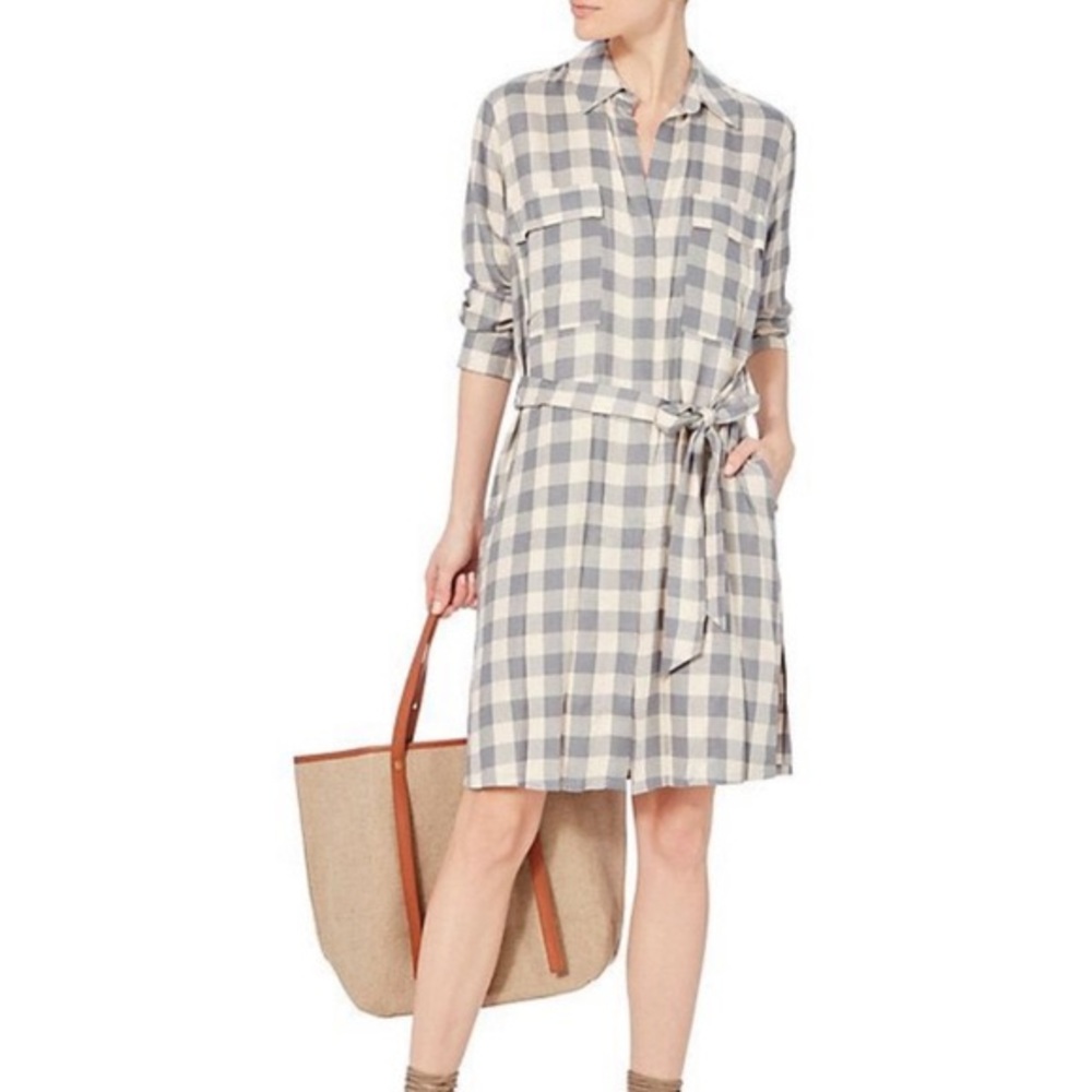 L’Agence Gray Plaid Shirt Dress